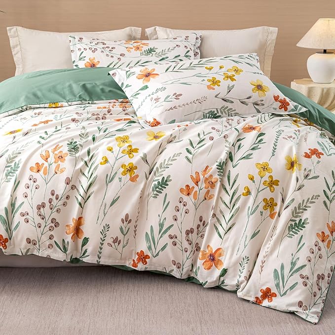 OAITE Duvet Cover Set King Size Floral Pattern Ultra Soft 100% Cotton Duvet - Image 4