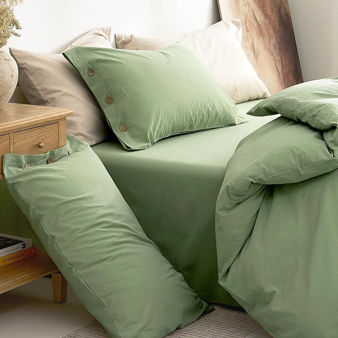 JELLYMONI 100% Washed Cotton Duvet Cover Full – Soft, Breathable Linen-Look - Image 9