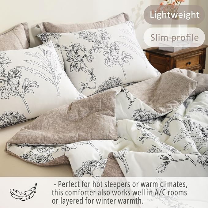 LEMIROE Floral Cotton Comforter Twin Size 2Pcs - Image 3