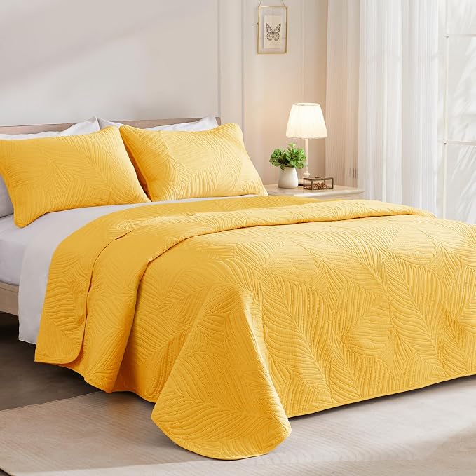 Exclusivo Mezcla Queen Quilt Bedding Set, Lightweight Yellow Quilts Queen Full - Image 2