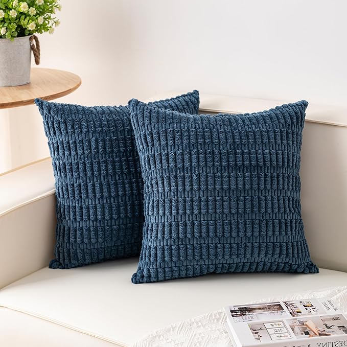 Aegero Pack of 2 Corduroy Decorative Throw Pillow Covers 20x20 InchSoft Boho by Unknown