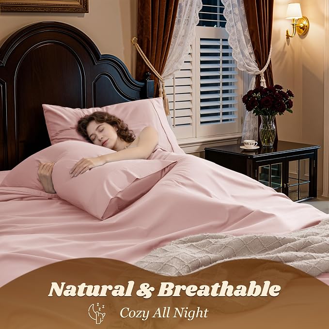 LBRO2M 100% Cotton Sheets Set Deep Pocket 19", 1000 Thread Count King Size 4 - Image 5