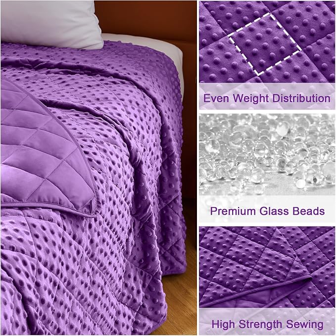 Purple Weighted Blanket for Adults 20lbs, Twin Full Size Cooling Minky Heavy - Image 6