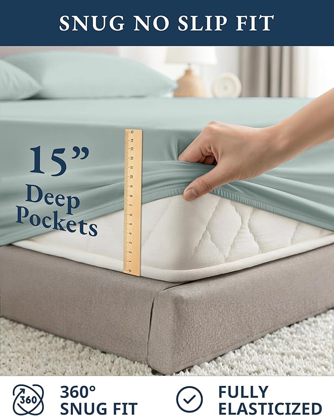 LANE LINEN 100% Organic Cotton Bed Sheets Extra Long Twin, Soft & Comfy Fully - Image 7