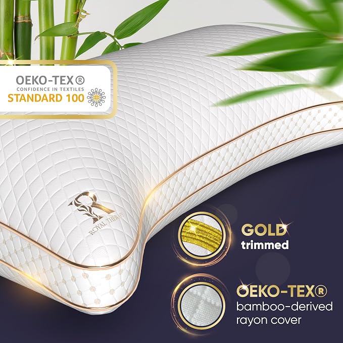 Royal Therapy Queen 4-Pack Memory Foam Pillow, Adjustable Shredded Odor-Free - Image 7