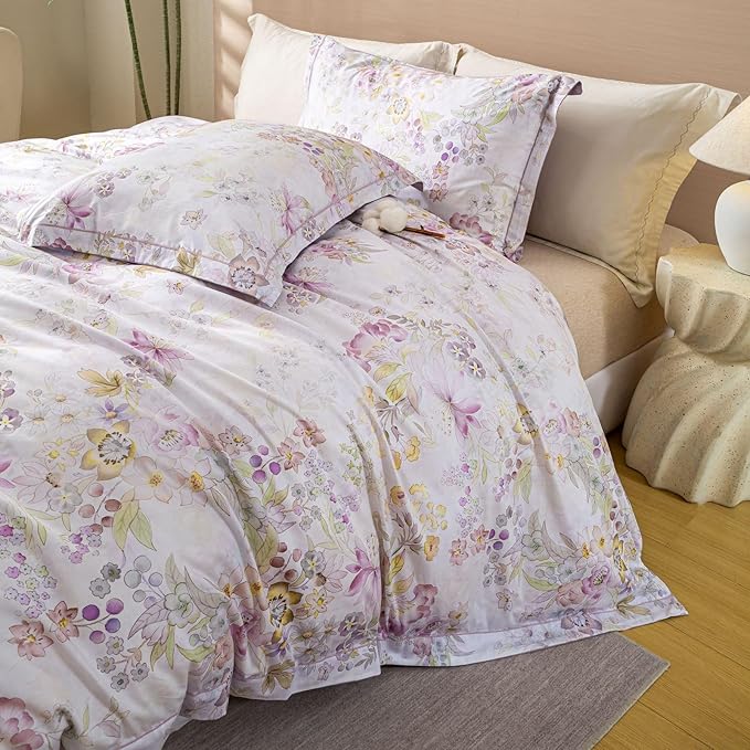 OAITE Duvet Cover Set Queen Size Floral Pattern Ultra Soft 100% Cotton Duvet - Image 3