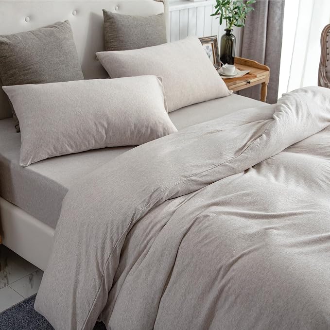 PURE ERA Jersey Knit Duvet Cover Set 100% T-Shirt Cotton Super Soft Comfy 3pc - Image 8