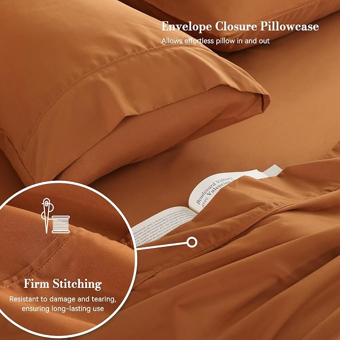King Sheet Set 4 Piece, Soft Breathable Cooling Microfiber Bed Sheets - Image 4