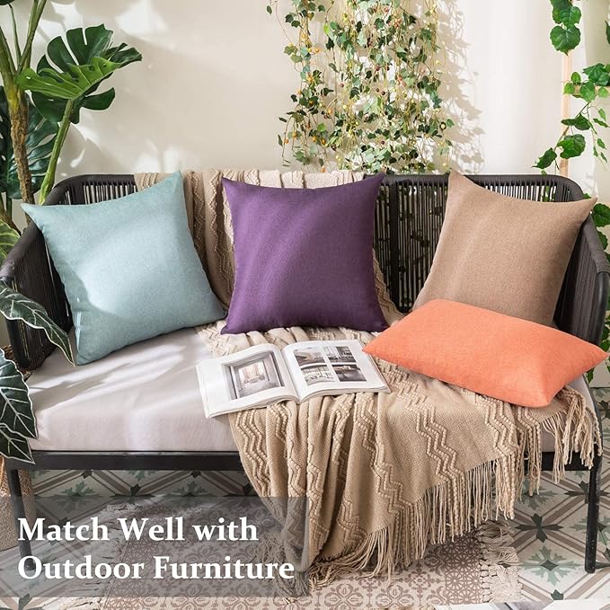 MIULEE Pack of 2 Decorative Outdoor Solid Waterproof Throw Pillow Covers Faux - Image 5