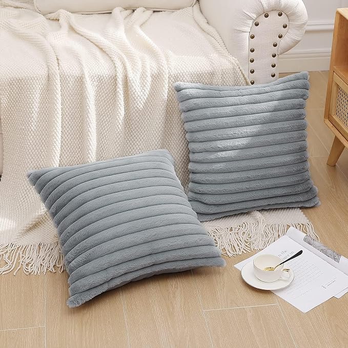 Pallene Faux Fur Plush Throw Pillow Covers 26x26 Set of 2, Luxury Soft Fluffy - Image 6