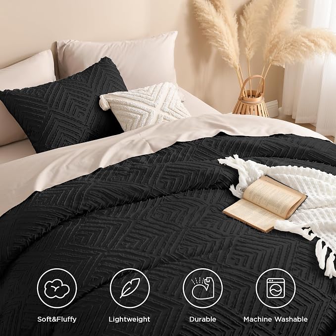 Andency Oversized King Comforter 128''x120'', 3 Pieces Black Boho Bedding Set & - Image 4