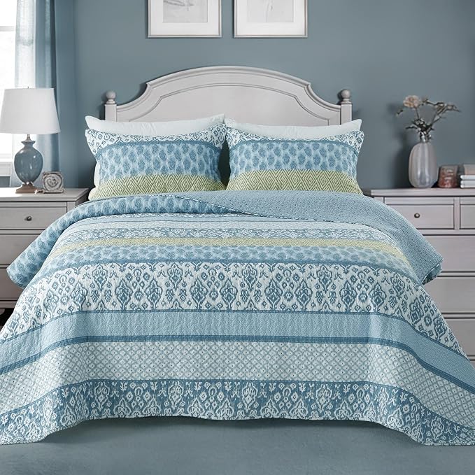GOONE Queen Quilt Set 90"x90", Lightweight Washed Coverlet, Reversible Spring & - Image 8