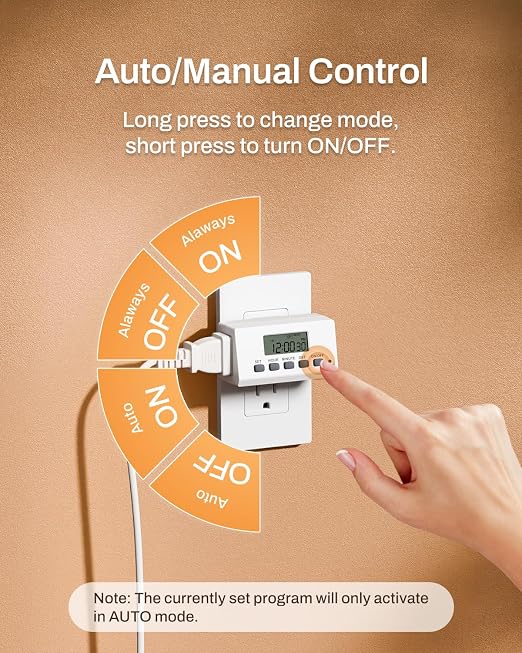 BN-LINK Indoor Digital Timer Outlet, 24 Hour Light Timer Easy Programmable - Image 4