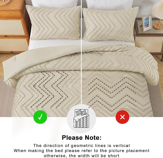 Andency Light Khaki California King Comforter Set, Boho Cal King Soft Warm - Image 4