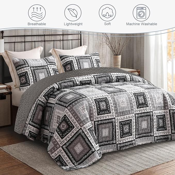 Exclusivo Mezcla Reversible Boho Quilts Queen Size - Image 2