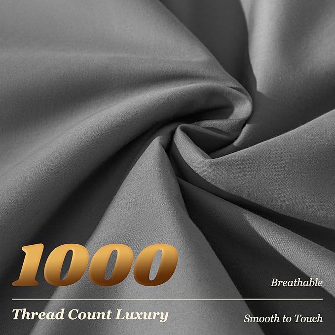 LBRO2M 100% Cotton Sheets Set Deep Pocket 19", 1000 Thread Count Queen Size 4 - Image 4