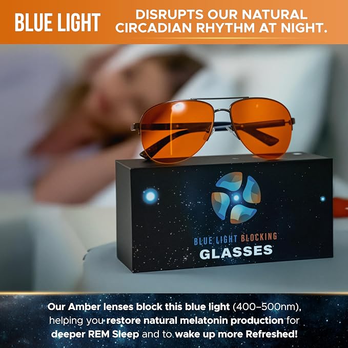 Blue Light Blocking Glasses Amber Lenses -For Better Sleep, Eye Strain Blocker - Image 8