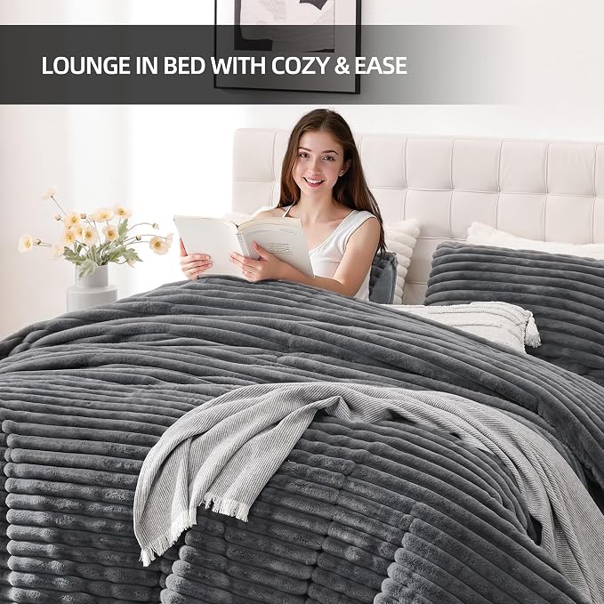 Smoofy Fluffy Queen Comforter Set 3 Pieces - Image 6