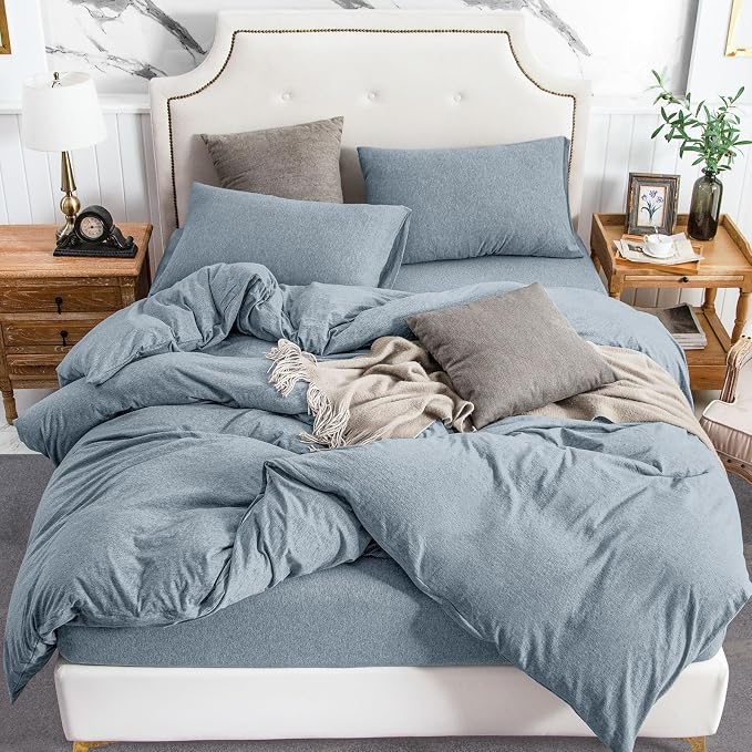 PURE ERA Jersey Knit Duvet Cover Set 100% T-Shirt Cotton Super Soft Comfy 3pc by PUREERA