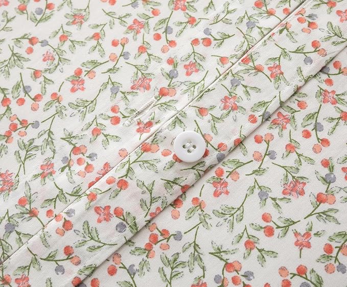 SLEEPBELLA Duvet Cover Queen, 600 Thread Count Cotton Red & Yellow Floral - Image 5