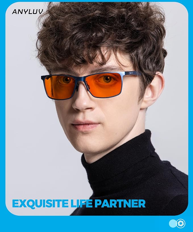 ANYLUV Blue Light Glasses Men, Relieve Eyestrain and Eye Protection, Al-Mg - Image 2