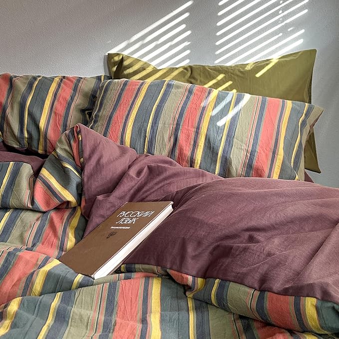 mixinni Vintage Striped Duvet Cover Set Full Size - Image 7