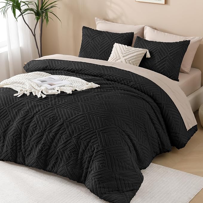 Andency Black California King Comforter Set, 3 Pieces Black Boho Bedding Set & - Image 6