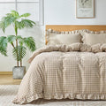 Gingham Duvet Cover Twin Size, 2 Pieces Soft Breathable Microfiber Plaid by Kisswish