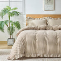 Gingham Duvet Cover Full Size, 3 Pieces Soft Breathable Microfiber Plaid by Kisswish