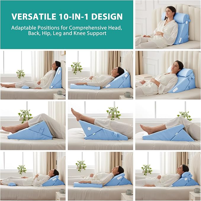 Bedluxe 3Pcs Orthopedic Bed Wedge Pillow Set, Foam Wedge Pillow Post Surgery - Image 3