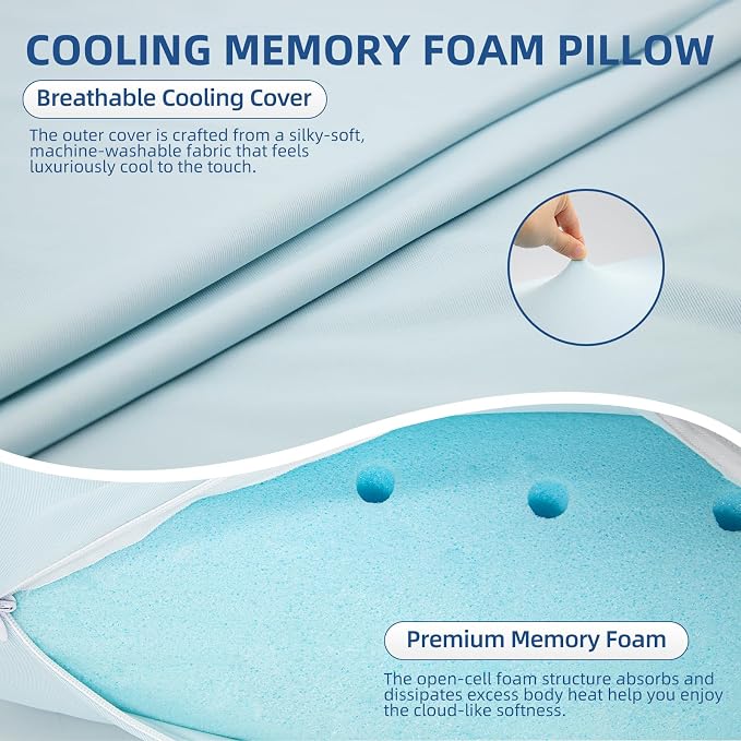 Sycoodeal Cooling Memory Foam Pillow Standard Size - Image 2