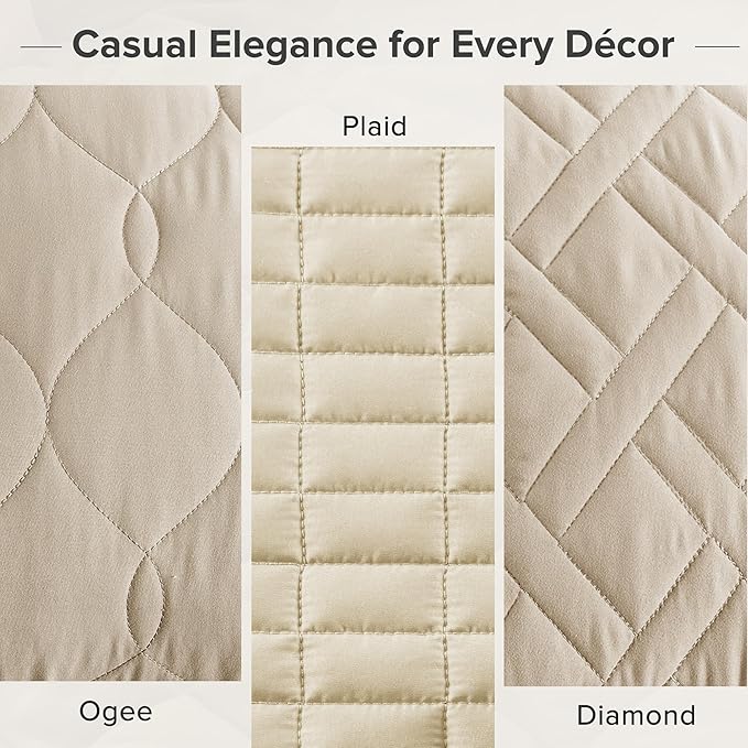 Comfort Spaces King Quilt Set Modern Reversible Ogee Coverlet King Bedding Set - Image 5