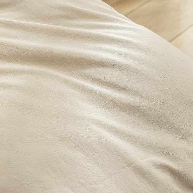 BESTOUCH Duvet Cover Set 100% Washed Cotton Linen Feel Super Soft Comfortable - Image 6