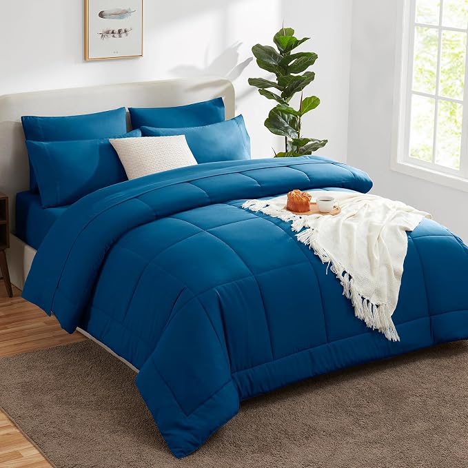CozyLux Full Size Comforter Sets Teal, 7 Pieces Bed in a Bag, Teal Comforter - Image 8