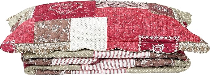 Brilliant Sunshine Burgundy Heart Love, Floral and Lace Patchwork, 2-Piece - Image 7