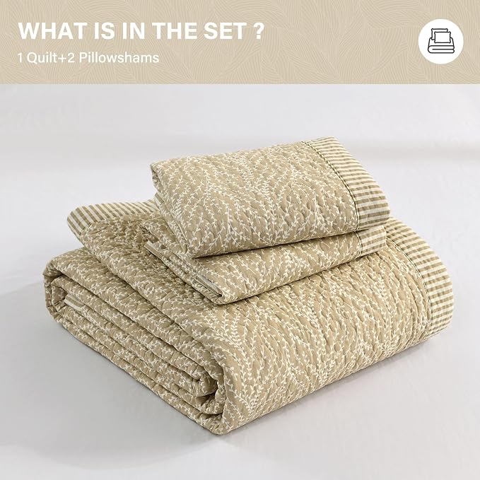 SahSahCasa Quilt Set Queen Size, 100% Cotton Quilt Bedding Set Bedspread - Image 8