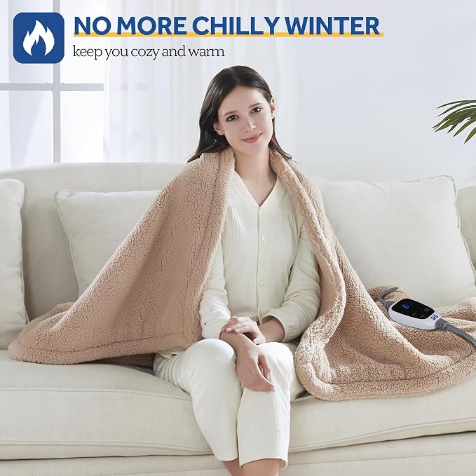 Sealy Electric Blanket Heated Throw 50"x60" Soft Double Sherpa Super Cozy - Image 2