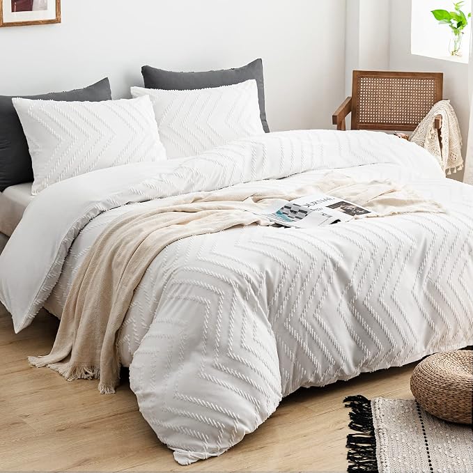 WARMDERN Boho Duvet Cover Set, Tufted Bedding Duvet Covers Soft Washed - Image 2
