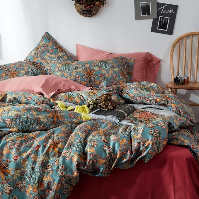 mixinni Vintage Style Garden Flower Queen Duvet Cover - Image 3