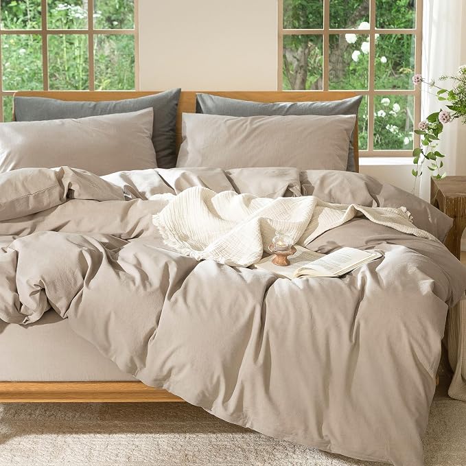 MooMee Bedding Duvet Cover Set 100% Washed Cotton Linen Like Textured - Image 8