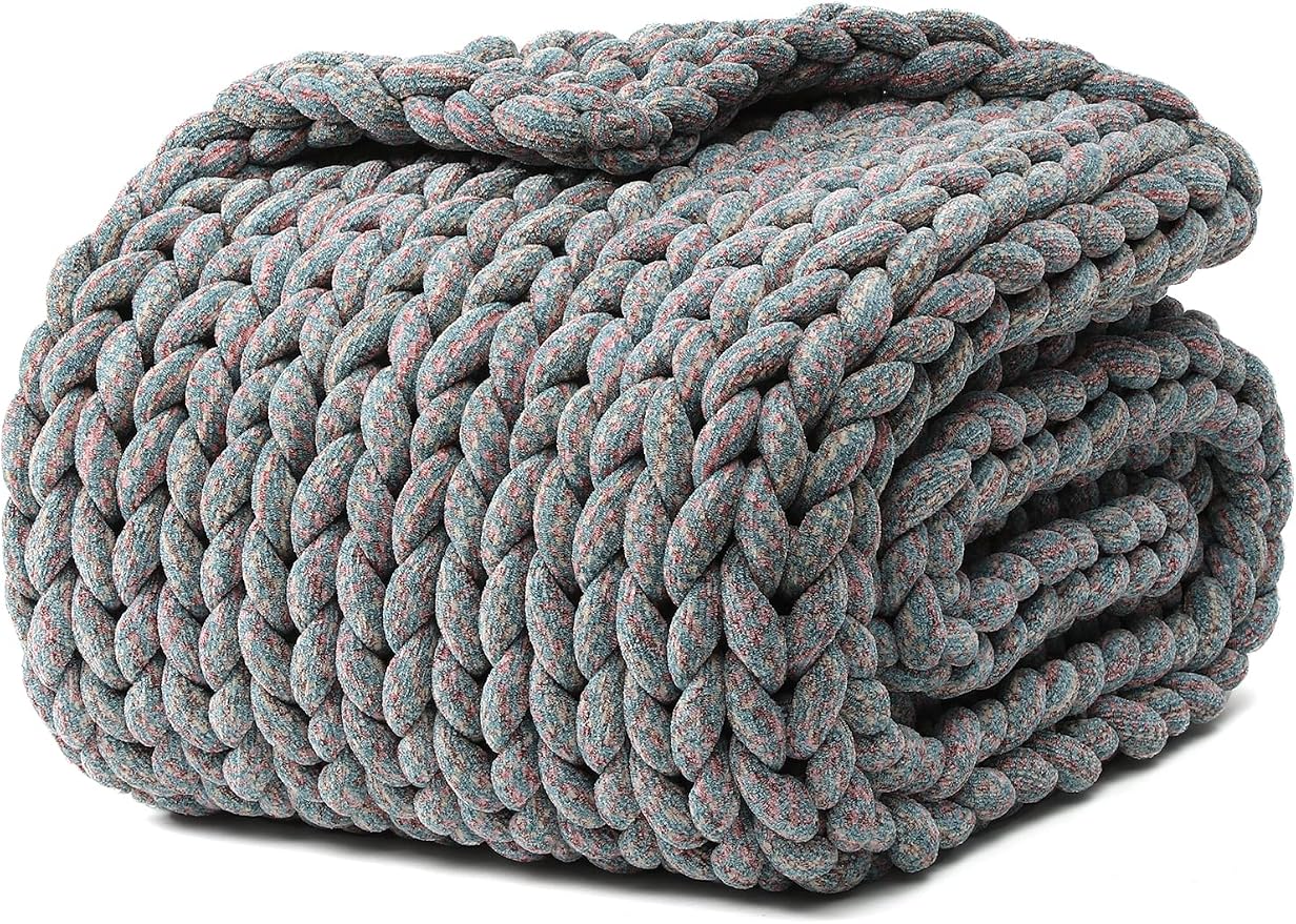 YnM Chenille Weighted Blanket, Handmade Chunky Knitted Design, Soft and Cozy by YNM