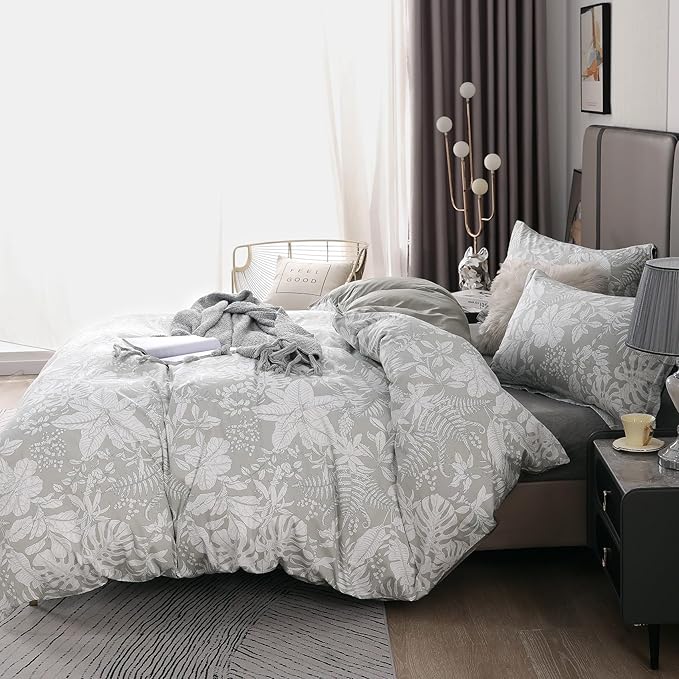 OAITE Duvet Cover Set Queen Size Floral Pattern 600 Thread Count Ultra Soft - Image 4