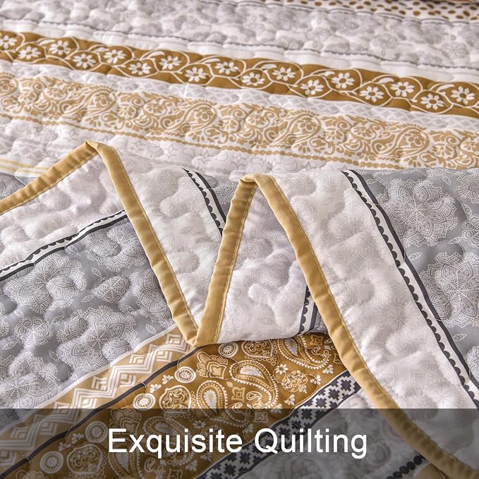 WONGS BEDDING Boho Quilt Set King Size, Lightweight Bedspread Coverlet Bedding - Image 7