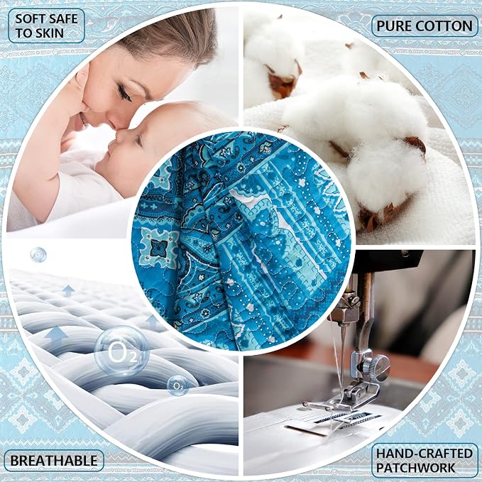 BEDIFANY Cotton Quilt King Size Sets, Lightweight King Bedspread Soft Quilted - Image 6