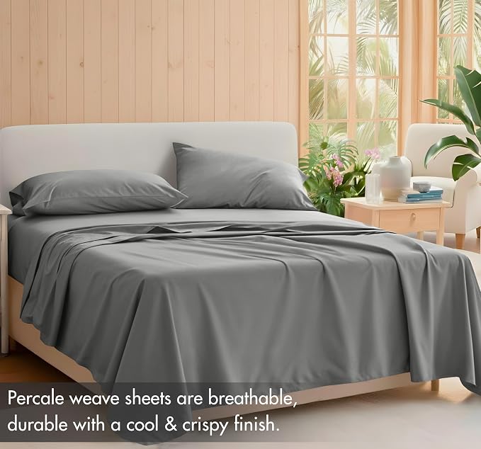 RUVANTI 100% Cotton Sheets – Full Size Percale Bedding, Cooling & Breathable - Image 2