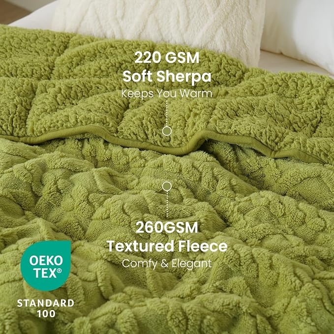 20lbs Weighted Blanket for Adults 60 x 80 inches, Ultra Fluffy Jacquard Sherpa - Image 3
