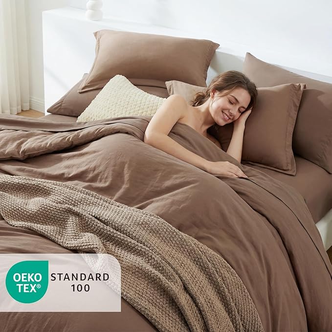 WRENSONGE King Size Comforter Sets, 7 Pieces Soft Brown Bed in a Bag King - Image 2