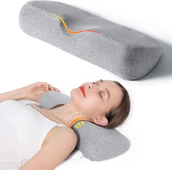 Cervical Neck Pillows for Pain Relief Sleeping, Memory Foam Neck Bolster Pillow by Cozyhealth
