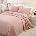 ROOMLIFE Quilt Set King Size 3D Floral Embroidery Pattern 3-Piece Cotton by ROOMLIFE