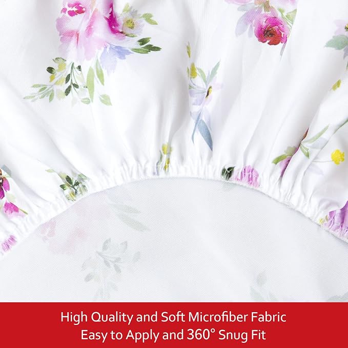 Pack and Play Sheets Girl Red Floral, Compatible - Image 4